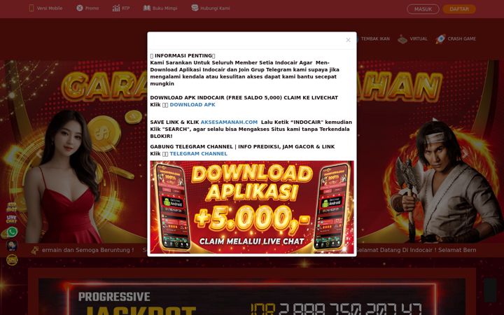 Kuvakaappaus sivustosta indocair98.xyz