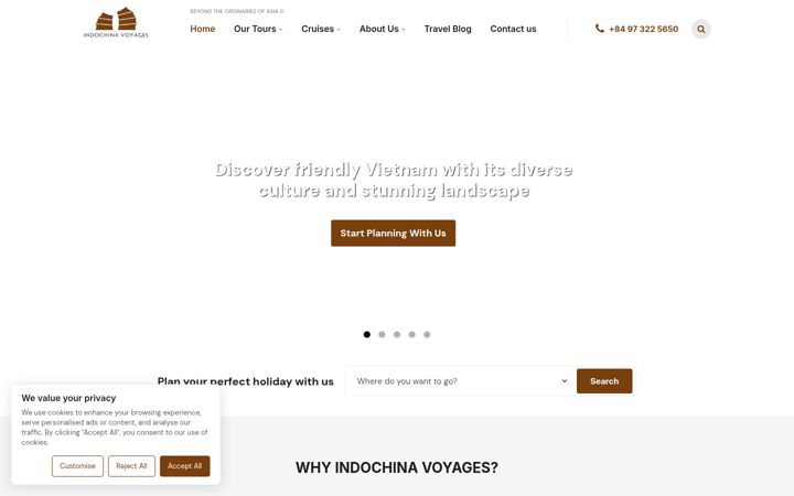 Ekrānuzņēmums no indochinavoyages.com