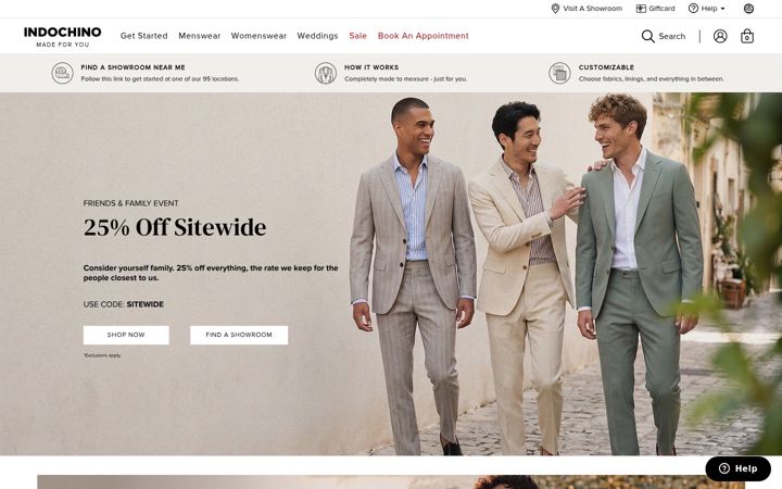 Screenshot of indochino.com