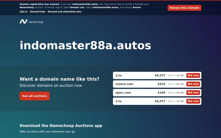 Screenshot of indomaster88a.autos