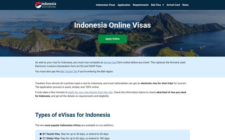 Screenshot of indonesiavisaonline.com