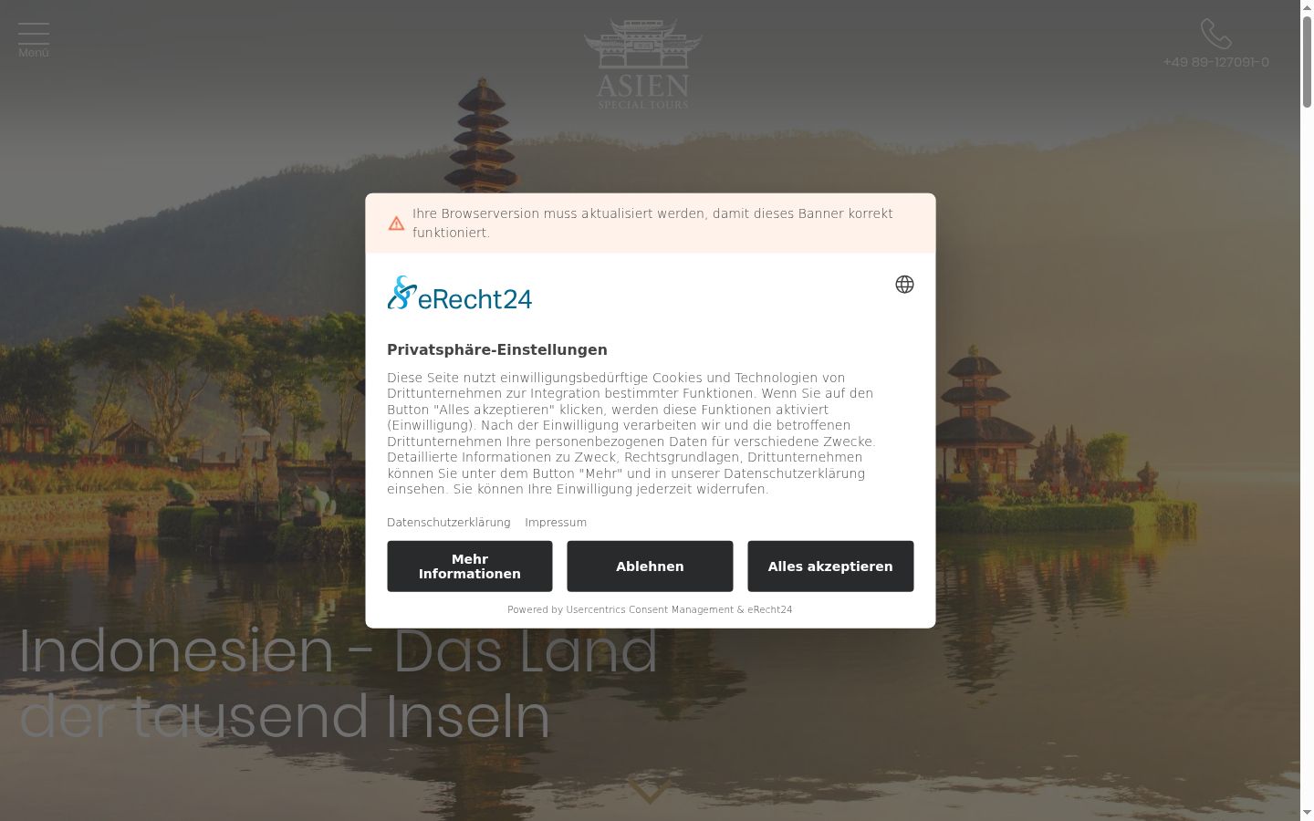Screenshot of the consent banner shown before any interaction