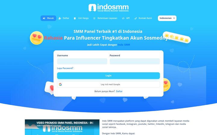 Screenshot von indosmm.id