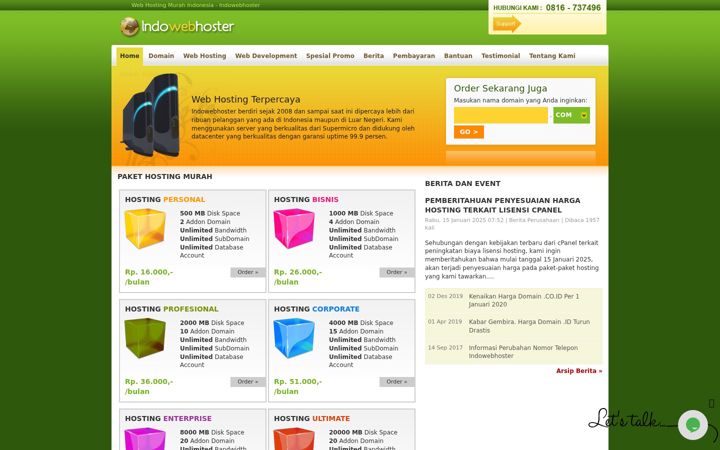 Screenshot of indowebhoster.com