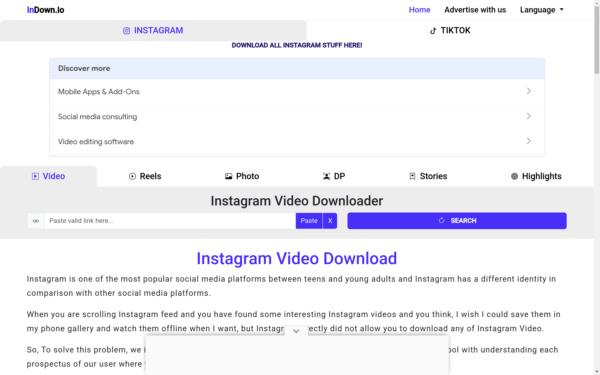 Screenshot of indown.io