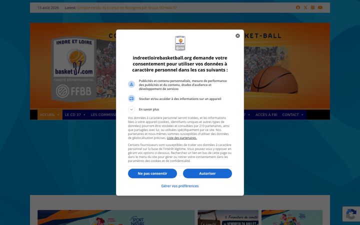 Screenshot of indreetloirebasketball.org