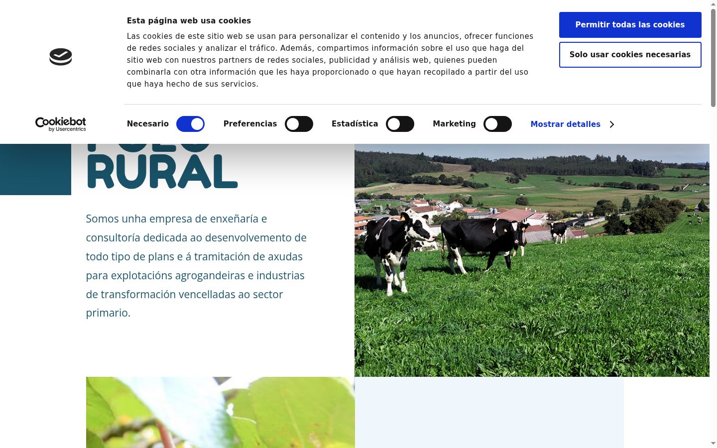 Captura de ecrã do banner de consentimento apresentado antes de qualquer interação