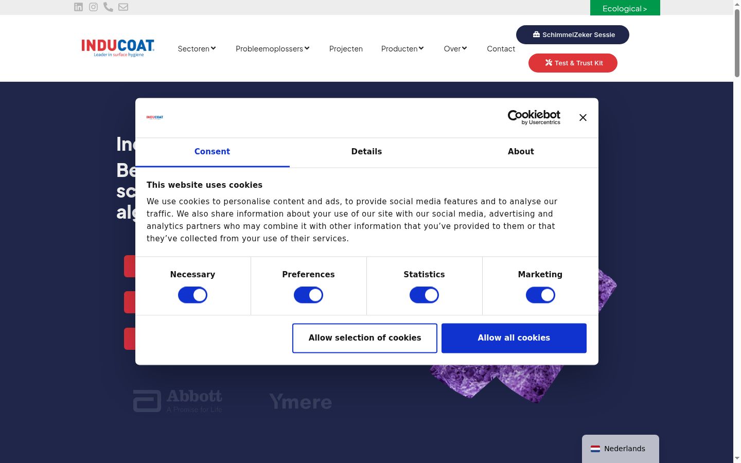 Screenshot del banner di consenso mostrato prima di qualsiasi interazione