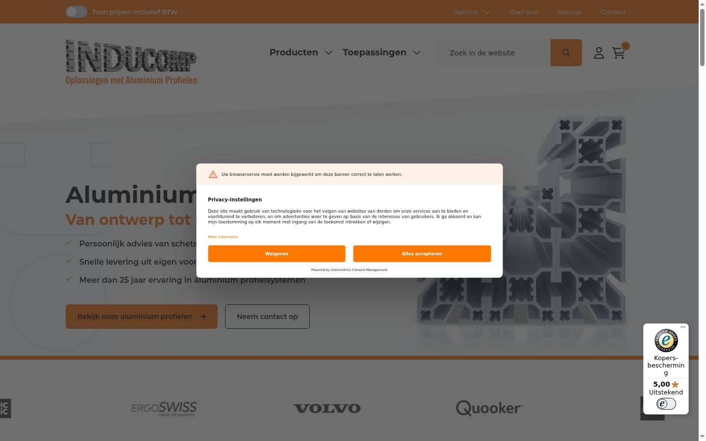 Snímka obrazovky banera súhlasu zobrazeného pred akoukoľvek interakciou