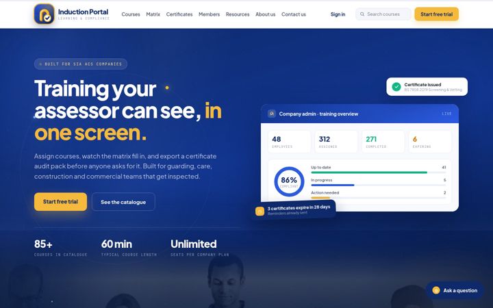 Screenshot of inductionportal.co.uk