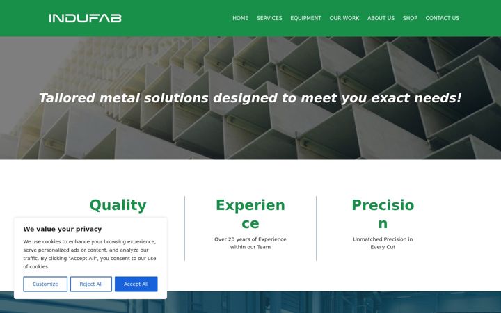 Screenshot of indufab.co.uk
