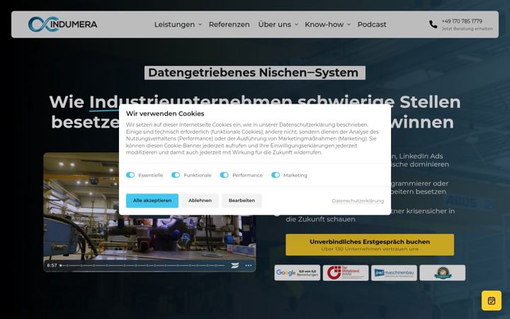 Screenshot of indumera.de