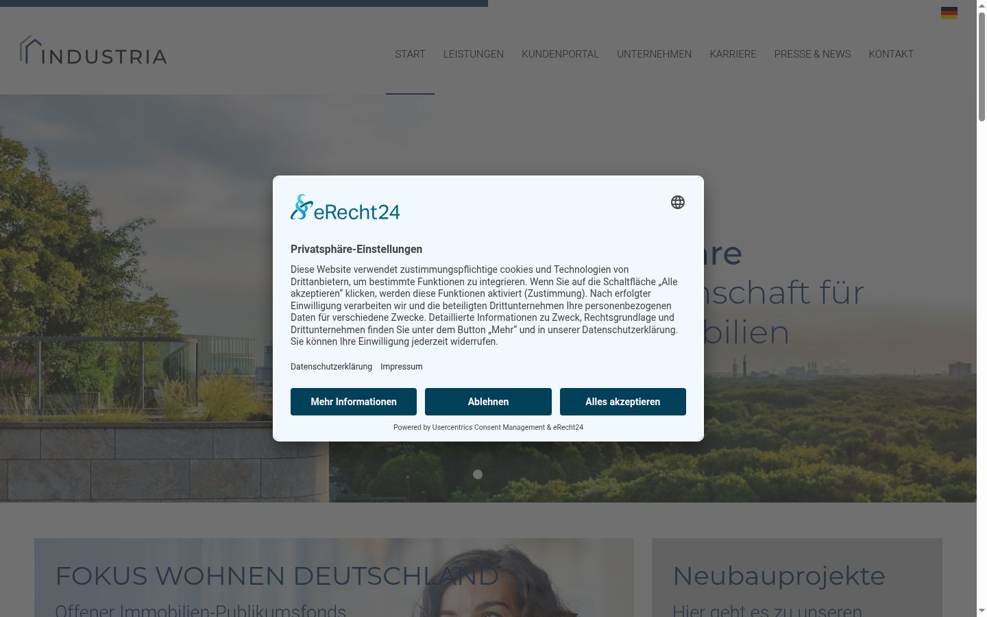 Screenshot del banner di consenso mostrato prima di qualsiasi interazione