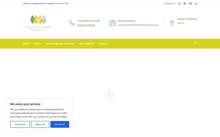 Screenshot of industrialmineralservices.com