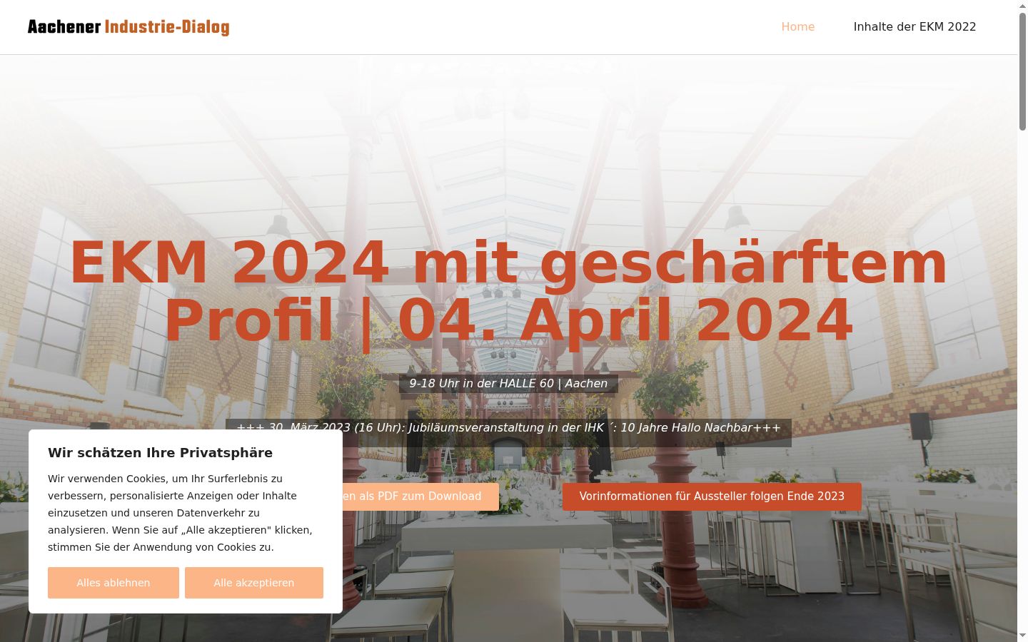Screenshot des Einwilligungsbanners vor jeglicher Interaktion