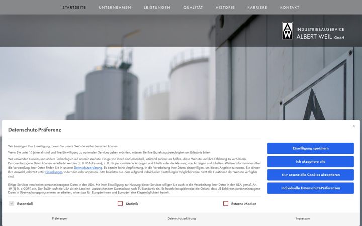 Screenshot of industriebauservice-aw.de