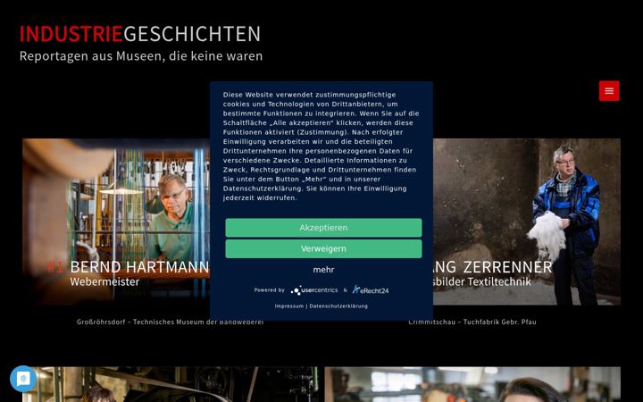 Screenshot of industriegeschichten.de