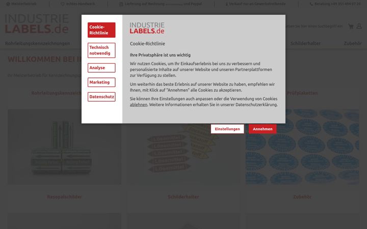 Screenshot of industrielabels.de