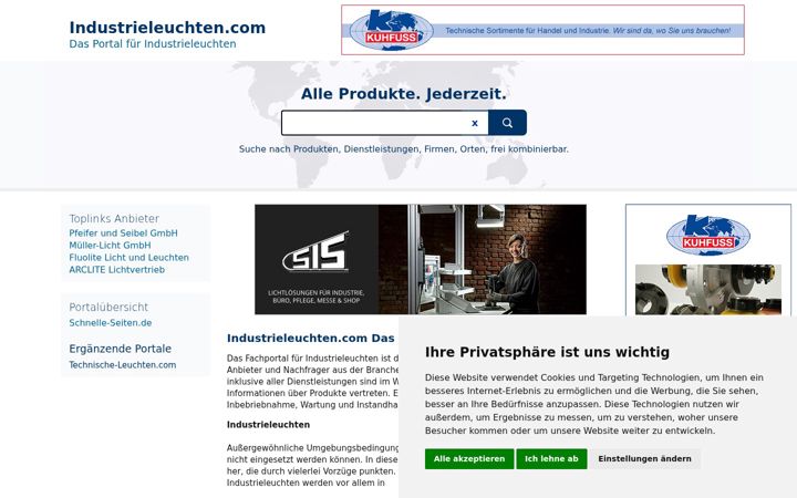 Screenshot of industrieleuchten.com