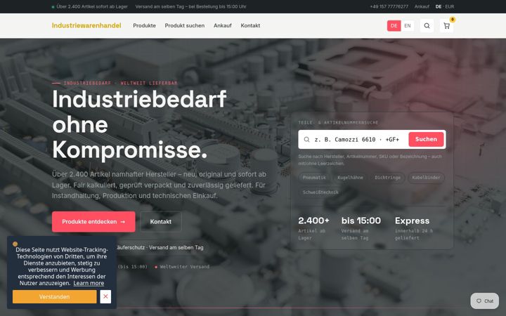 Screenshot of industriewaren.com