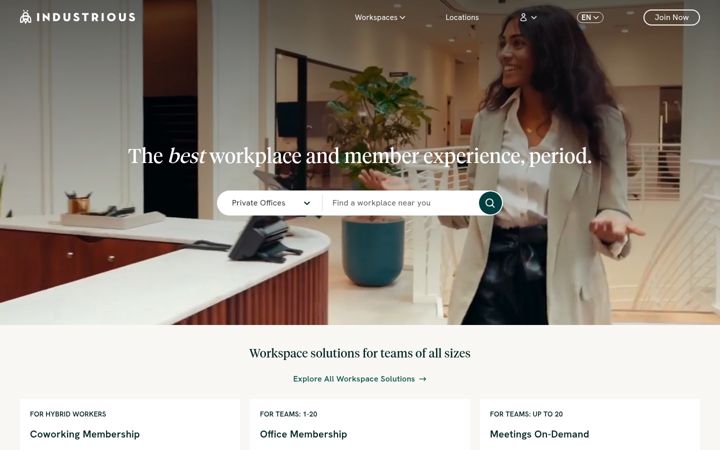 Screenshot of industriousoffice.com