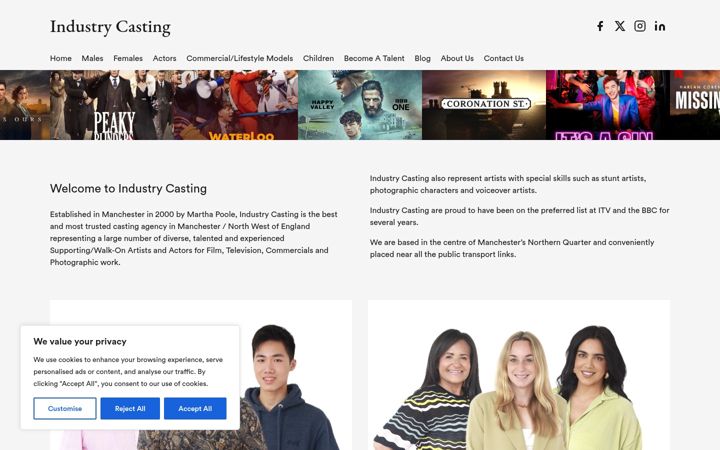 Screenshot of industrycasting.co.uk