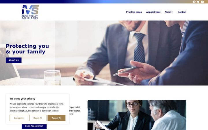 Screenshot of indusvalleysolicitors.co.uk