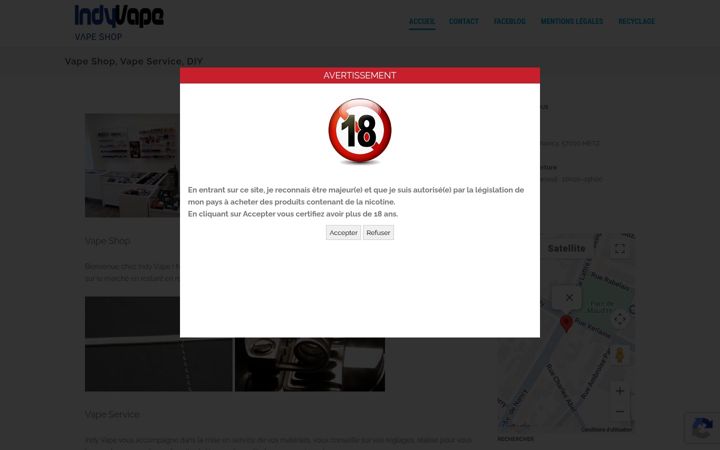 Screenshot of indyvape.fr