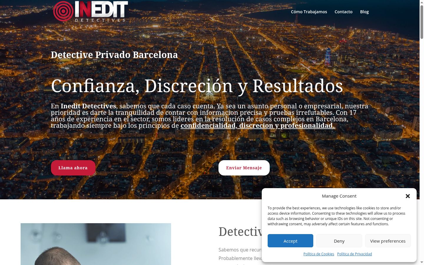 Captura de ecrã do banner de consentimento apresentado antes de qualquer interação