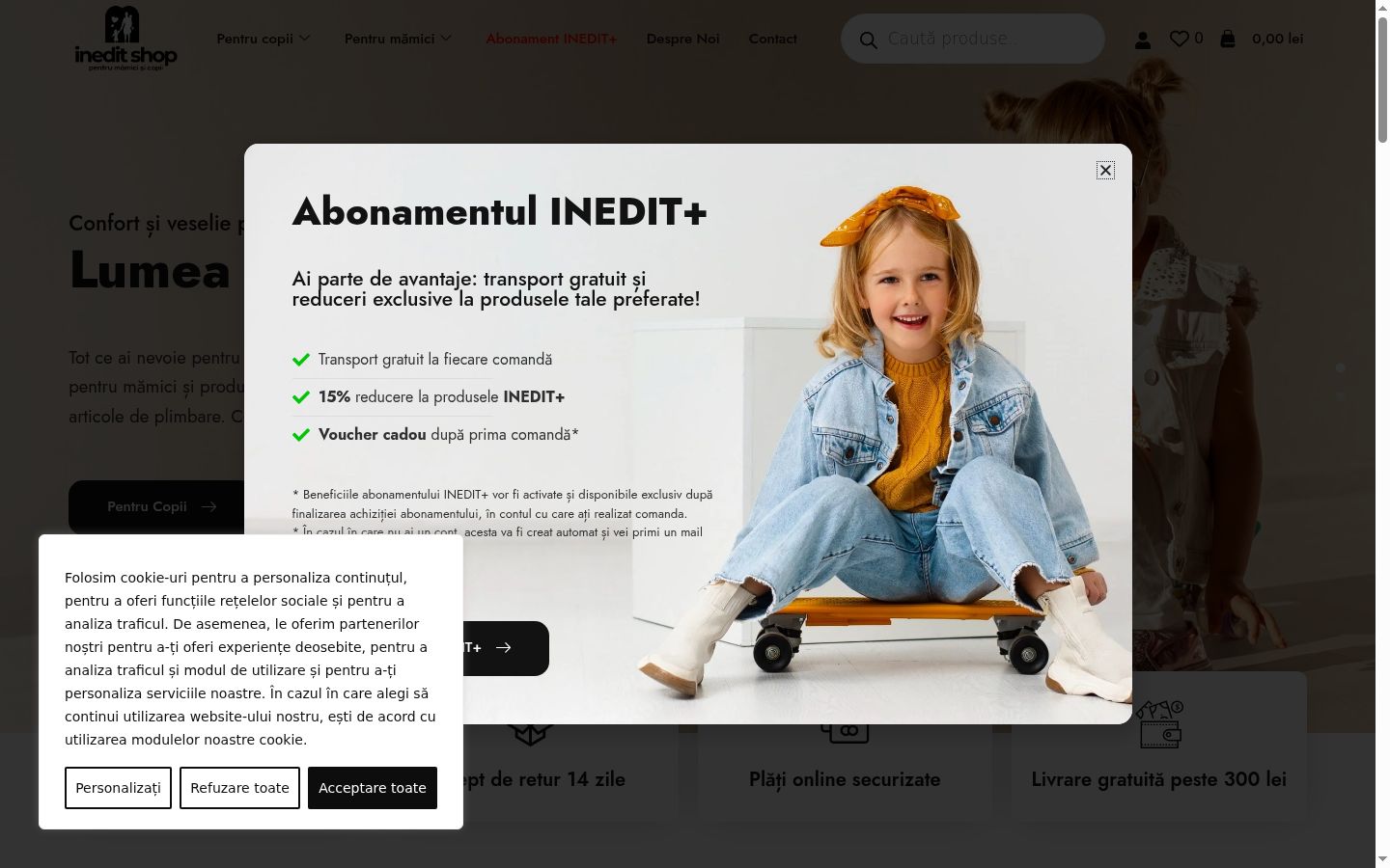 Ekrānuzņēmums ar piekrišanas baneri, kas tika rādīts pirms jebkādas mijiedarbības