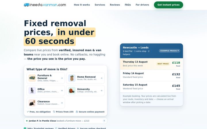 Screenshot of ineedavanman.com
