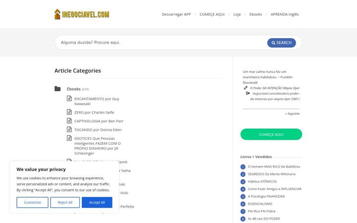 Screenshot of inegociavel.com