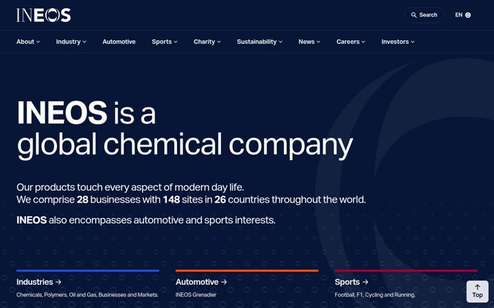 Screenshot of ineos.com