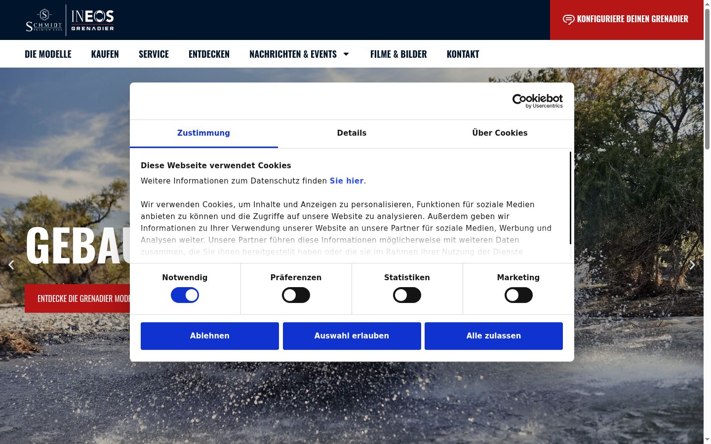 Screenshot of the consent banner shown before any interaction