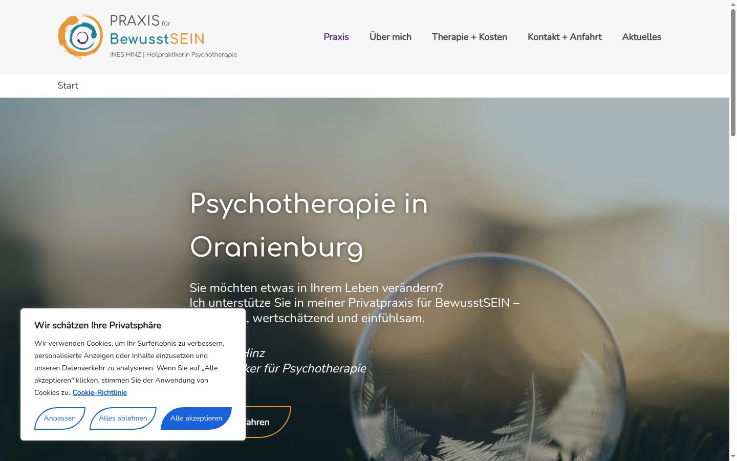 Screenshot del banner di consenso mostrato prima di qualsiasi interazione
