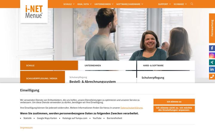 Screenshot of inetmenue.de