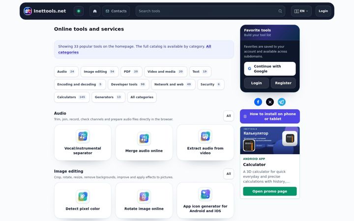 Skærmbillede af inettools.net