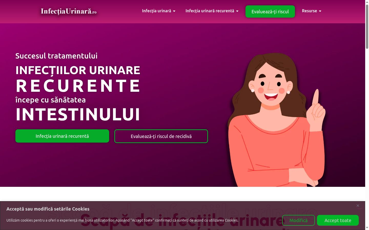 Captură de ecran a bannerului de consimțământ afișat înainte de orice interacțiune