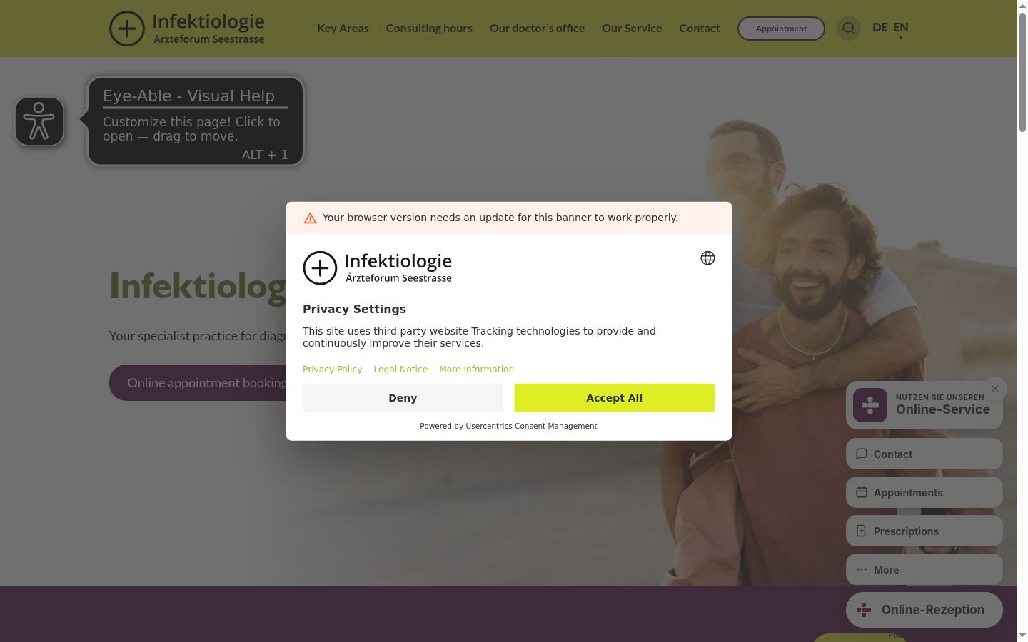 Screenshot van de toestemmingsbanner zoals getoond vóór enige interactie