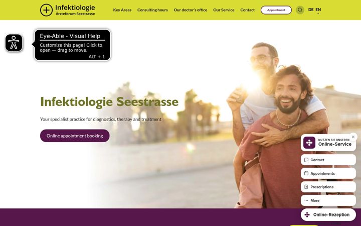 Screenshot of infektiologie-seestrasse.de