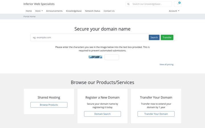 Captura de ecrã de inferionwebspecialists.com