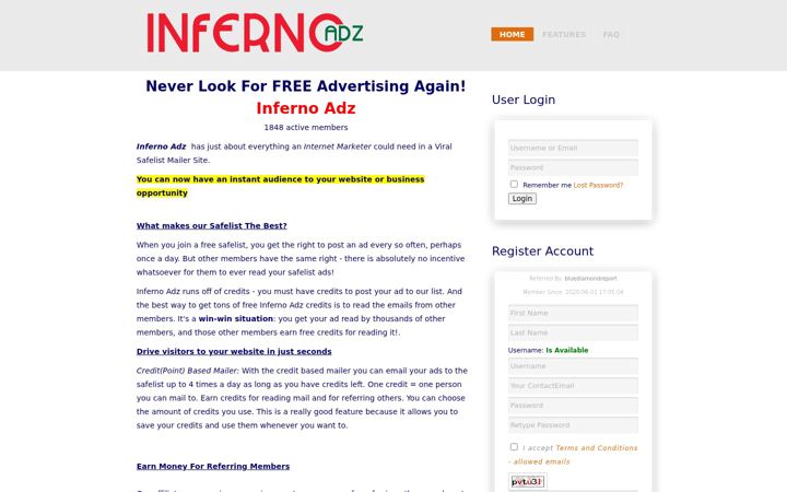 Screenshot von infernoadz.com