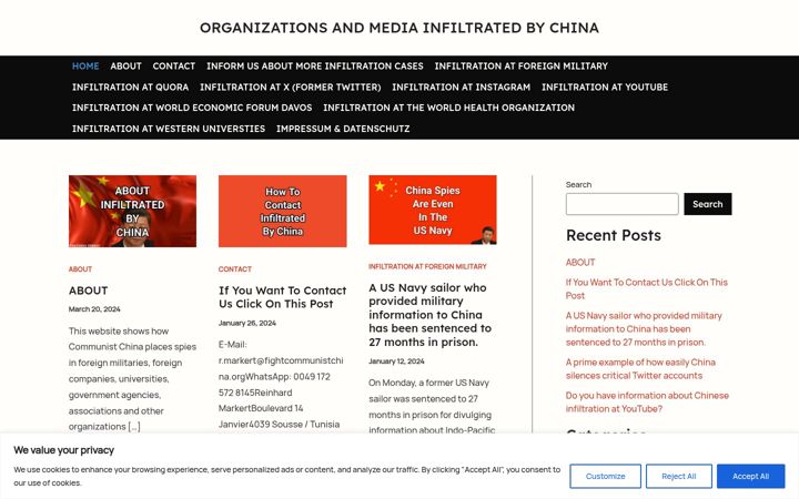 Screenshot of infiltratedbychina.com