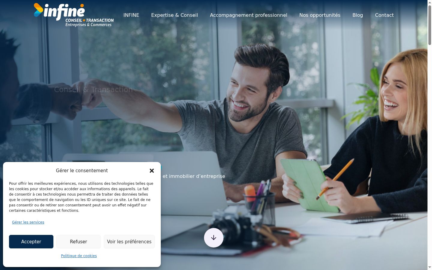 Screenshot del banner di consenso mostrato prima di qualsiasi interazione