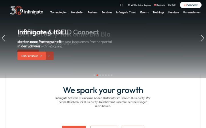 Screenshot of infinigate.ch