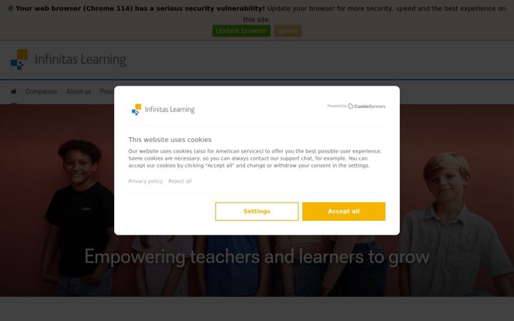 Screenshot stránky infinitaslearning.com