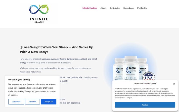 Screenshot of infinitehealthy.com