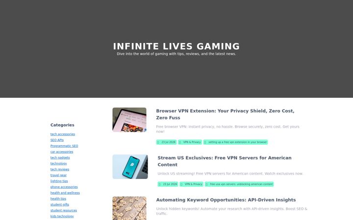 Screenshot of infinitelivesgaming.com