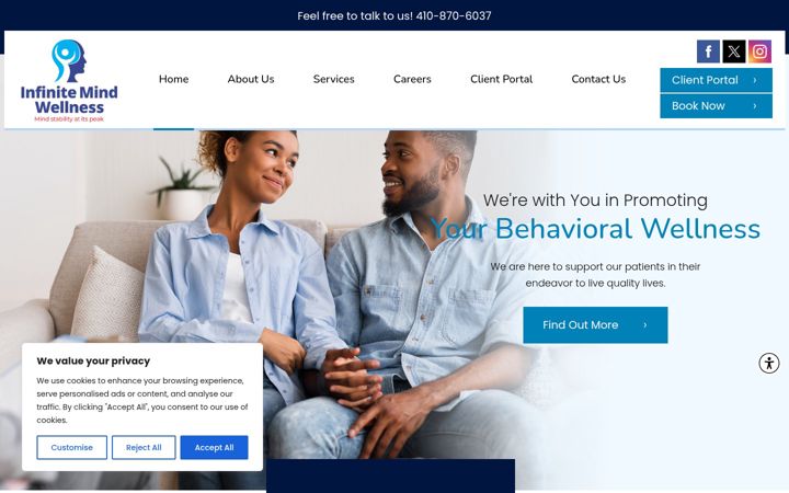 Screenshot of infinitemindwellness.com