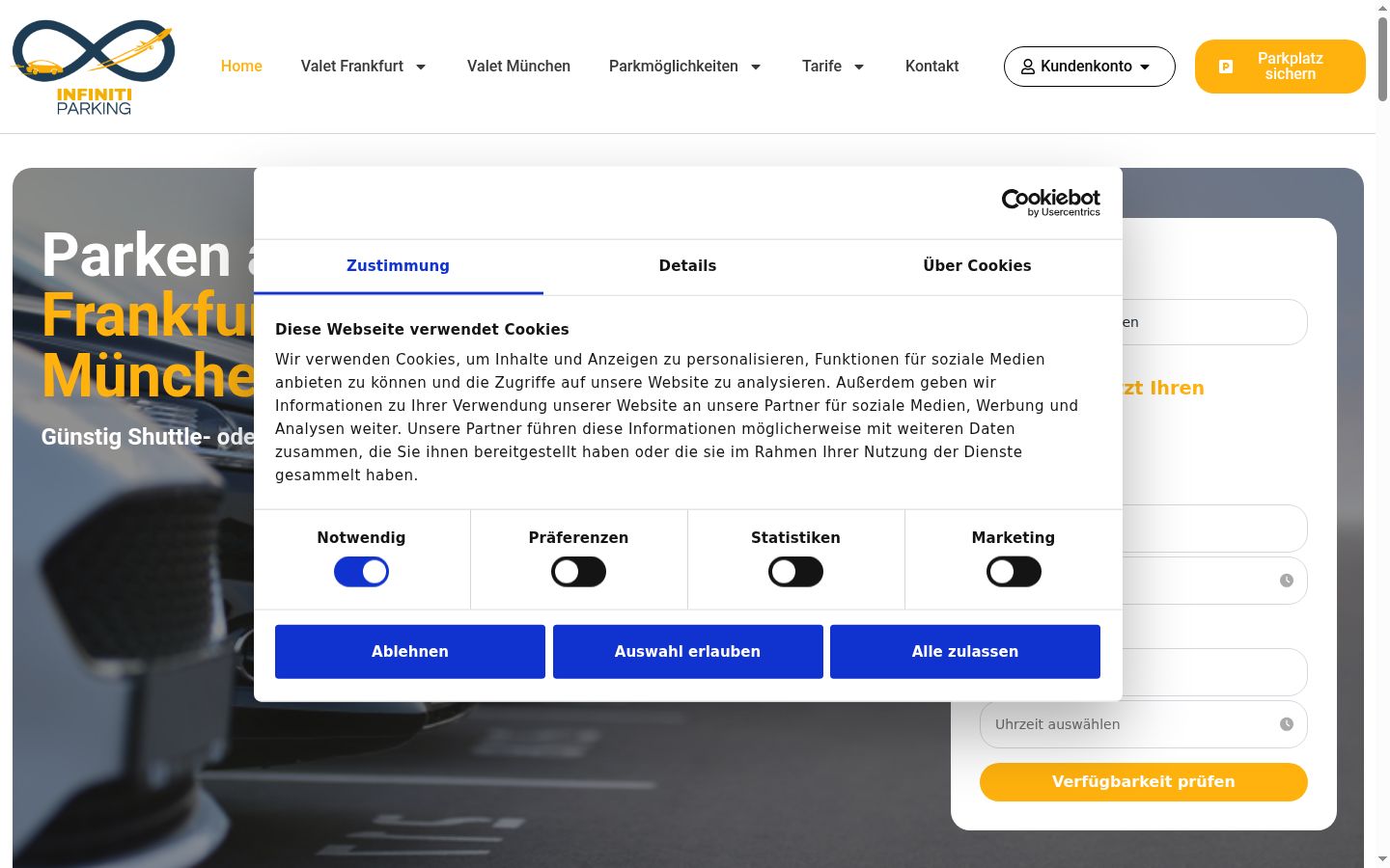 Skærmbillede af samtykkebanneret, som det blev vist før nogen interaktion